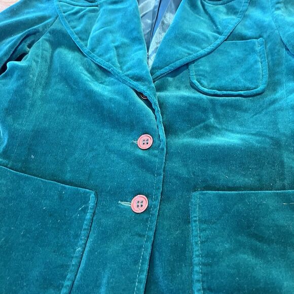 VIntage Blazer Womens 7/8 Green Velvet Mark Hober 70s Prep Royal Irish Christmas - Picture 2 of 15
